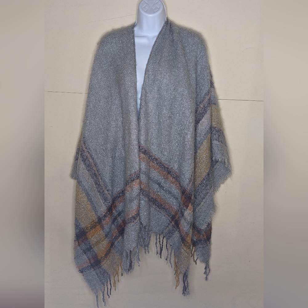 Lapis Fuzzy Knit Blanket Scarf / Shawl